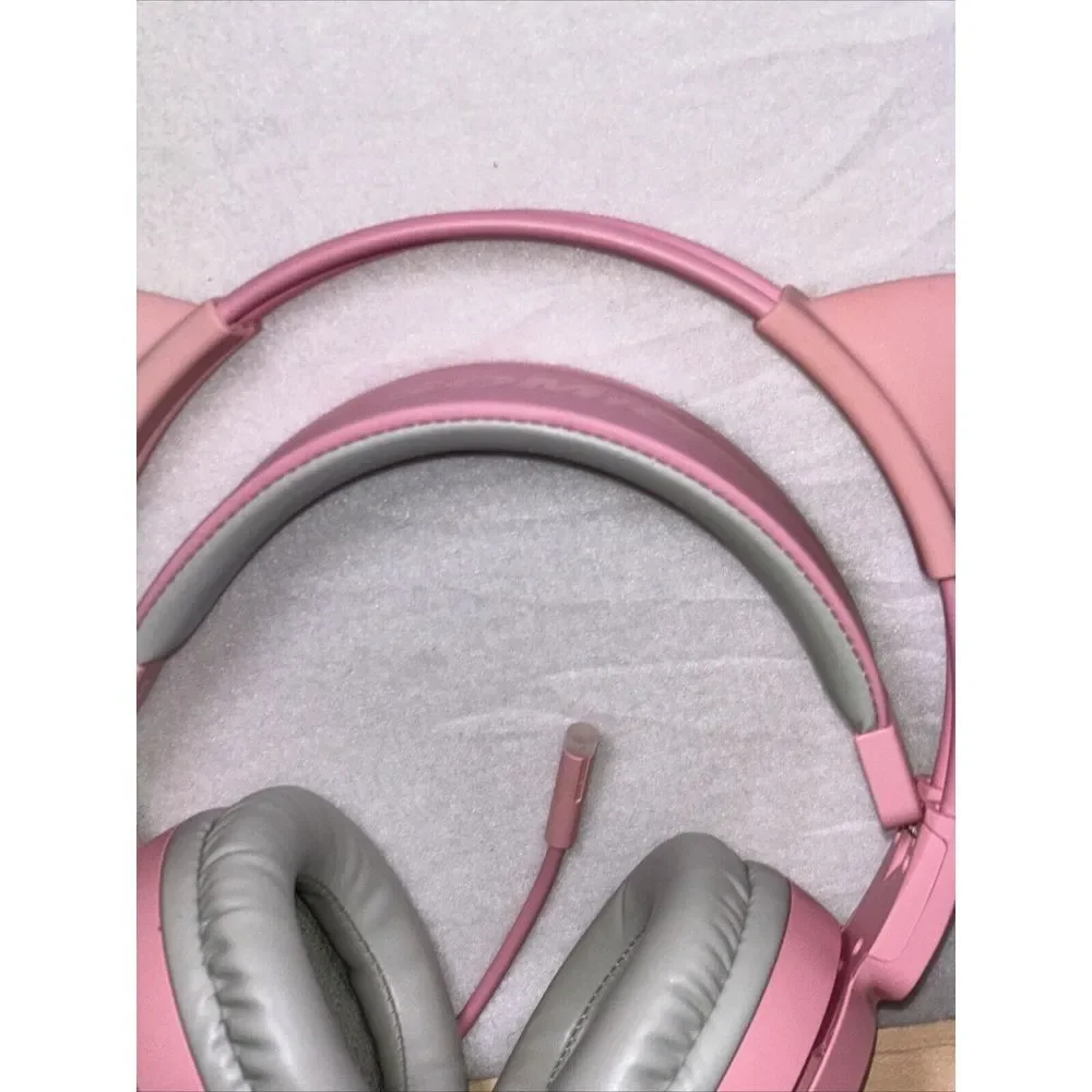 SOMIC G951 Pink Stereo Gaming Headset with Mic Cute Cat Tested Great Condition
